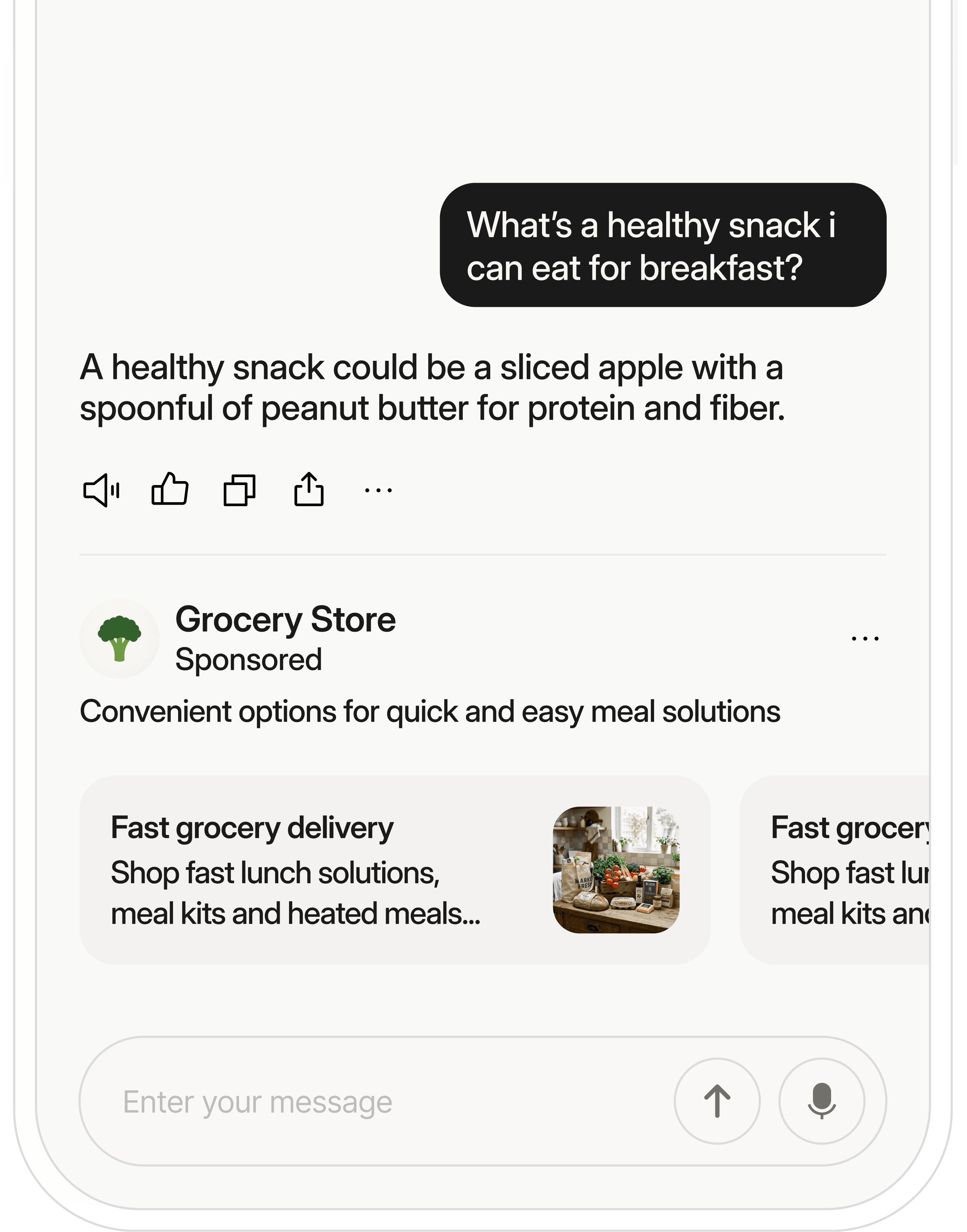 Sponsored placements shown inside an AI conversation