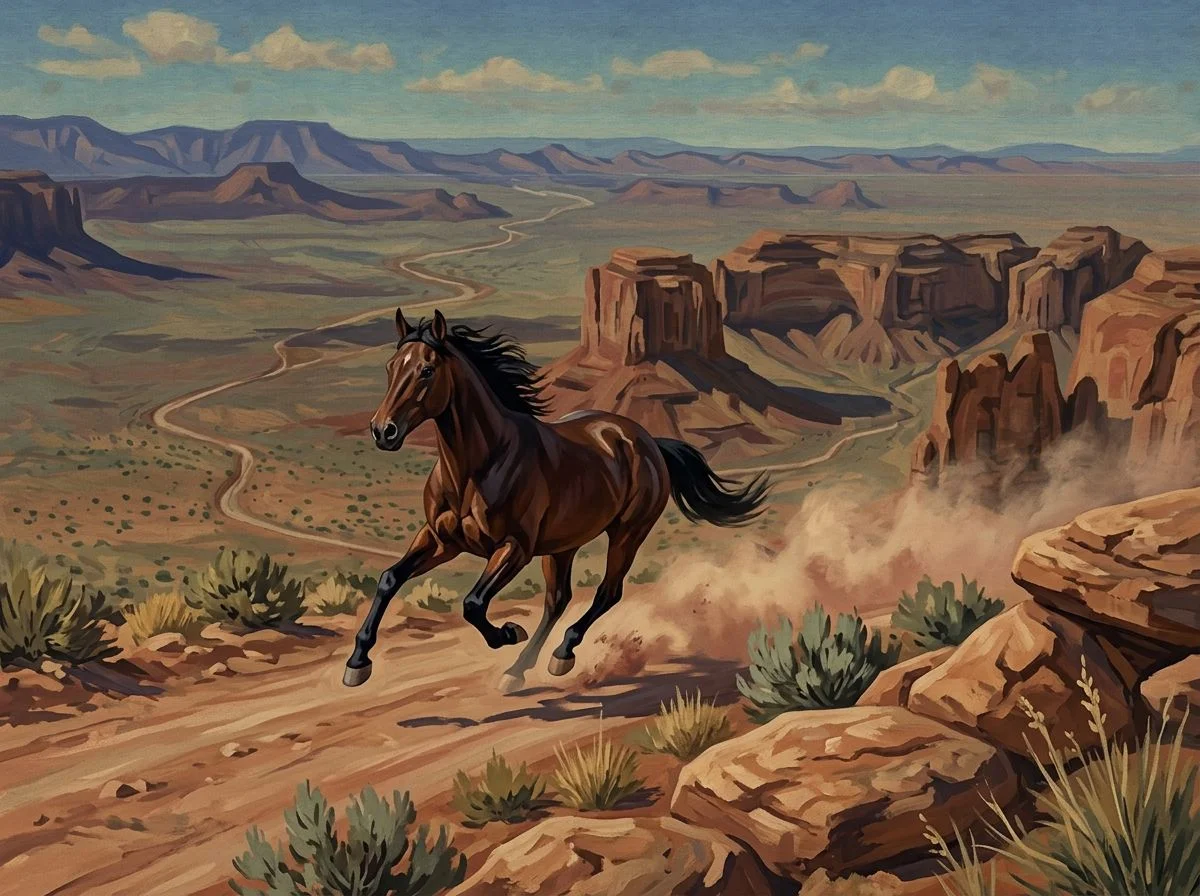Canyon horse variation visualising eight 2026 AI app monetization case studies across consumer and enterprise
